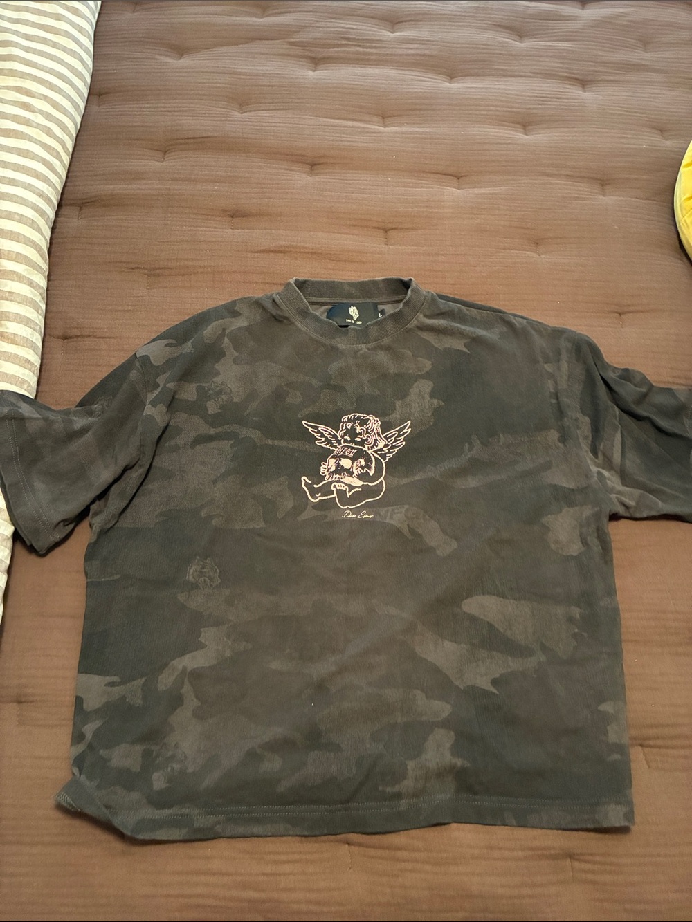Darc Sport Camo Short-Sleeve Tee with Angel Skull Graphic